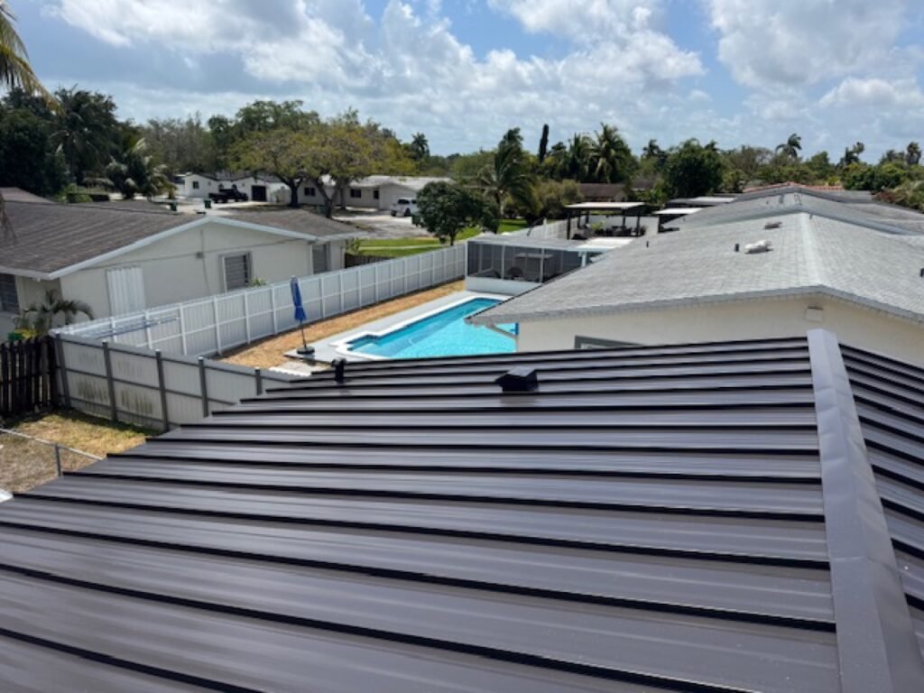 Completed standing-seam metal roof in Miami-Dade County by Duke Contractors LLC