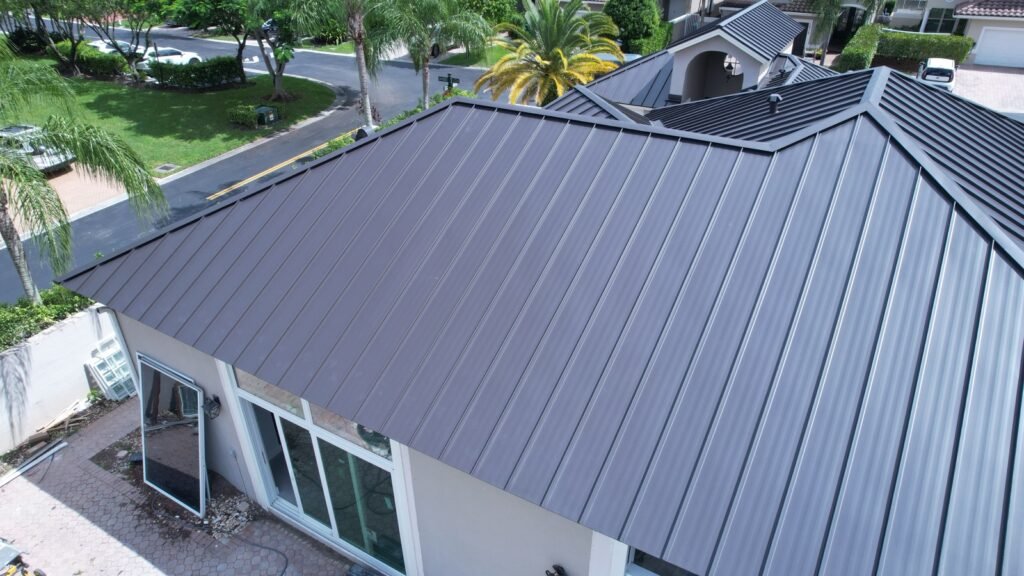 Completed standing-seam metal roof in Miami-Dade County by Duke Contractors LLC
