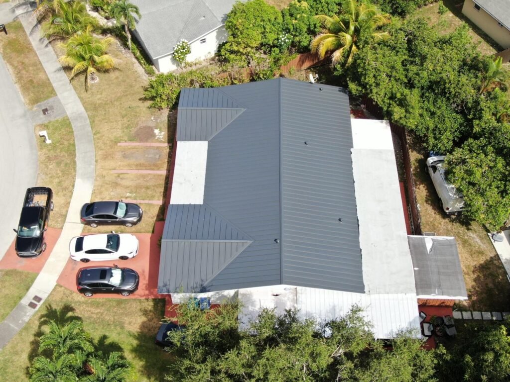 Completed standing-seam metal roof in Miami-Dade County by Duke Contractors LLC
