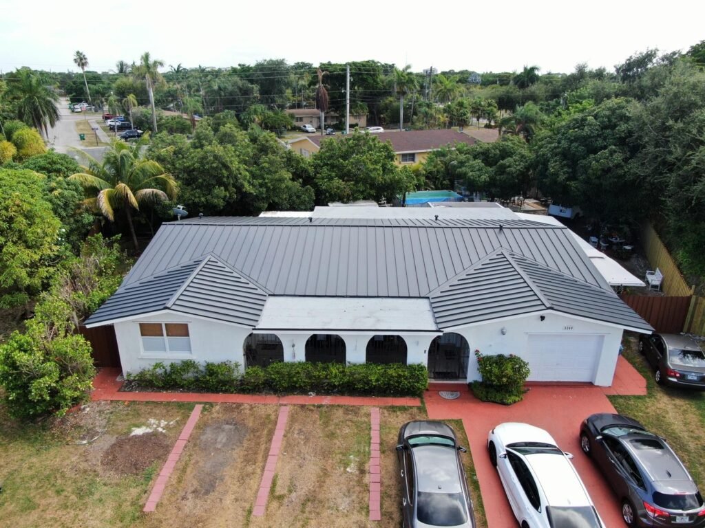 Completed standing-seam metal roof in Miami-Dade County by Duke Contractors LLC