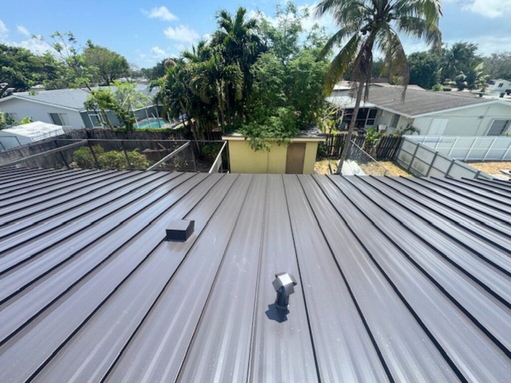 Completed standing-seam metal roof in Miami-Dade County by Duke Contractors LLC